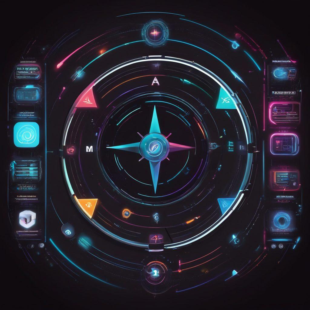 A visually striking representation of a modern digital landscape showcasing diverse adult media streaming options. Include a sleek, futuristic interface with various platforms symbolized by colorful icons against a dark background. Subtle hints of explicit media should be present in a tasteful manner. Incorporate elements of navigation such as arrows or a compass to symbolize exploration. Emphasize vibrant colors and a digital glow effect. cyberpunk. vibrant colors. dark background.